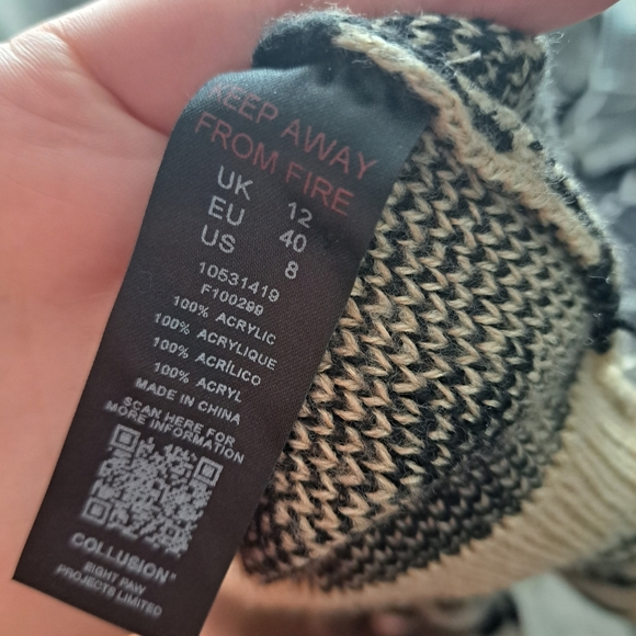 Collusion Houndstooth Cropped Cardigan Size 8 - Picture 4 of 5